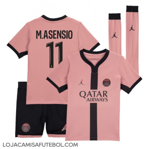 Camisa de Futebol Paris Saint-Germain Marco Asensio #11 Equipamento Alternativo Infantil 2024-25 Manga Curta (+ Calças curtas)